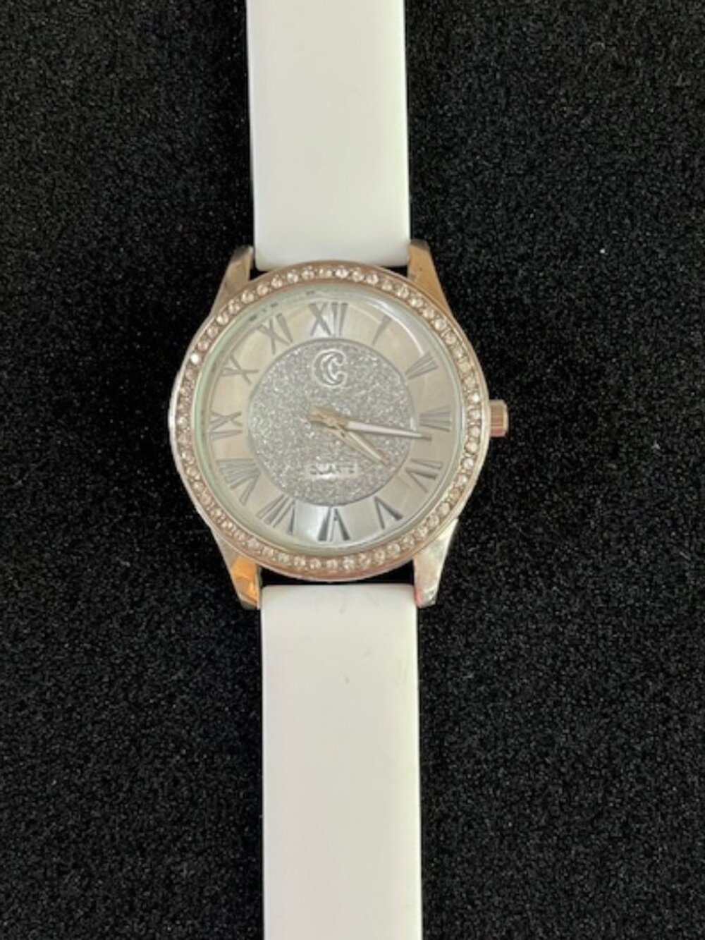 CHARMING CHARLIE | Silver Glitter and Rhinestone embellished watch-NEW Battery